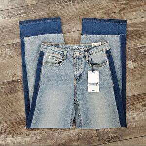 NWT* Wallflower Wide Leg Light Wash Denim w/ Stripe & Blocking Girls Size 14